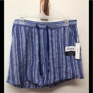 NWT da-sh linen shorts large blue/white